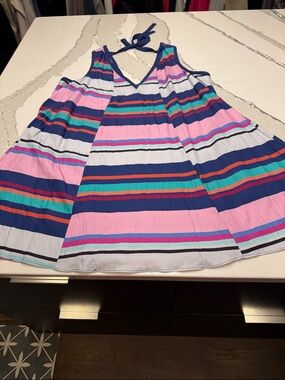 Plenty by Tracy Reese Striped Halter Dress in Navy, Pink & Teal Gently Worn XL